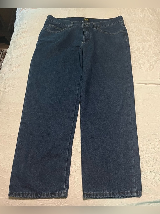 Lee Other - Lee Men’s Relaxed Fit Straight Leg Fleece Lined Jeans in Dark Blue 38x30